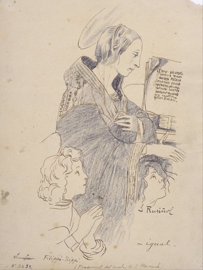 Die Jungfrau aus der Vision des Heiligen Bernhard von Filippo Lippi von Santiago Rusiñol